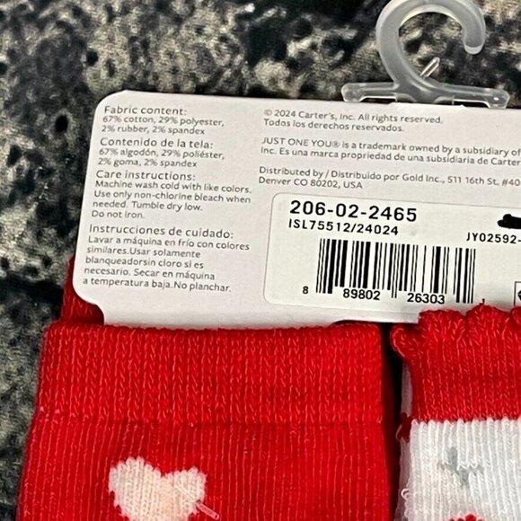 Just One You Carters 0-6 Months Red Pink White Flower X O  Heart Valentines - Picture 6 of 8